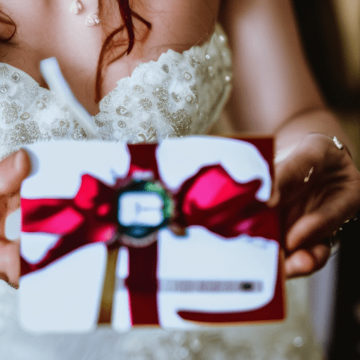 Bride receiving gift card