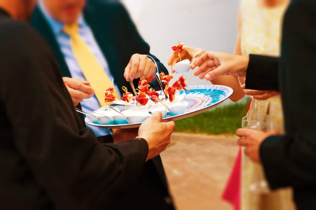Wedding guests at reception