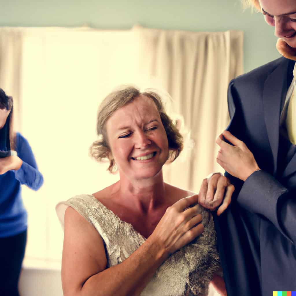 Grooms Mother Getting Dressed