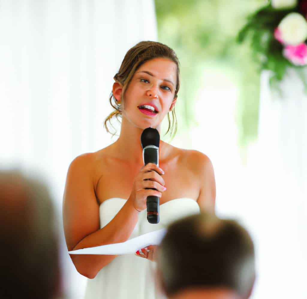 Sister of the bride making reception speech